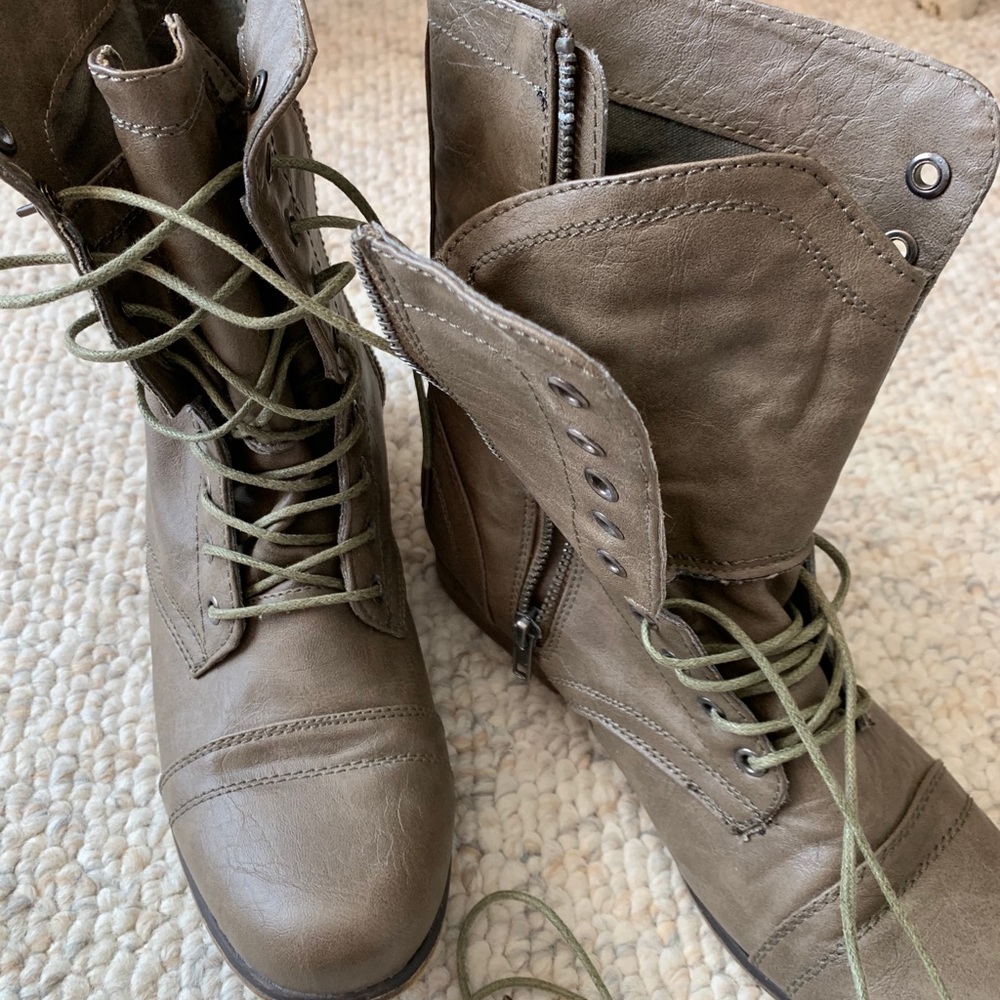 Madden Girl Leather Laceup Boots